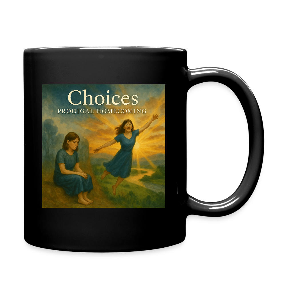 Choices Creator Cover Art + Prodigal Homecoming Logo Mug - black