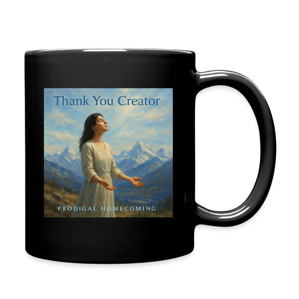 Thank You Creator Cover Art + Prodigal Homecoming Logo Mug - black