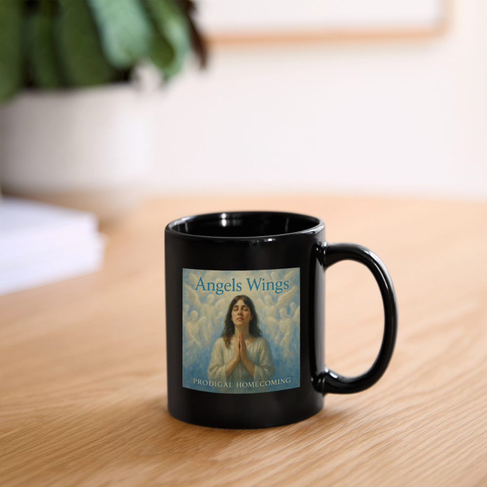 Angels Wings Creator Cover Art + Prodigal Homecoming Logo Mug - black