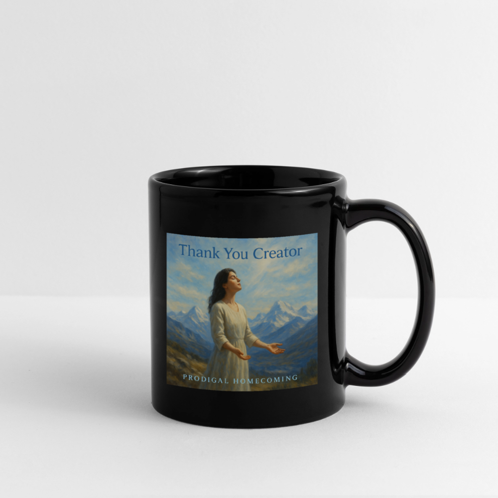 Thank You Creator Cover Art + Prodigal Homecoming Logo Mug - black